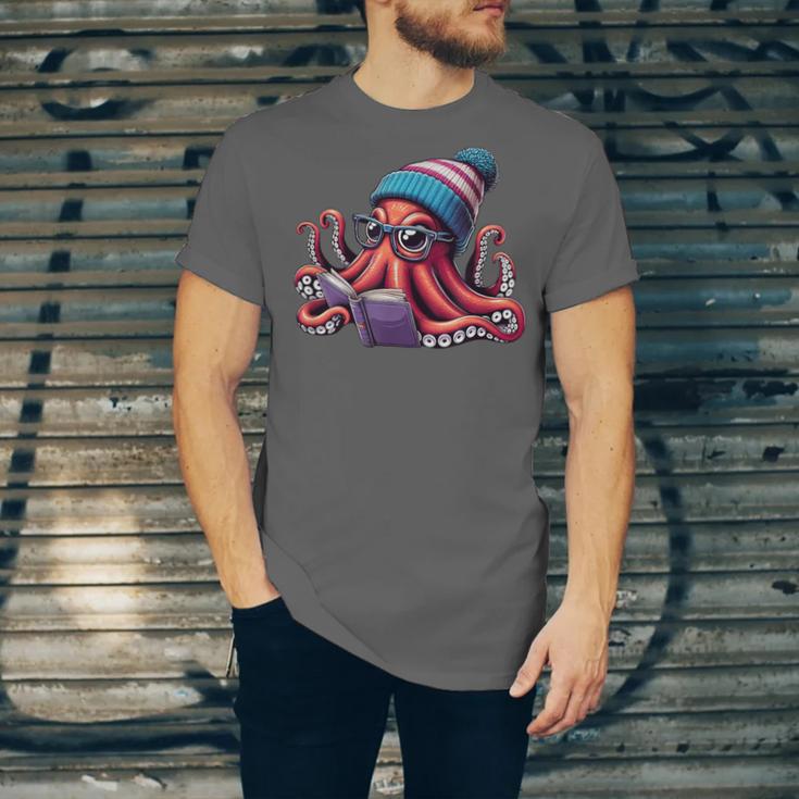 Octopus Reading Book Kraken Book Lover Unisex Jersey T-Shirt Octopus Reading Book Kraken Book Lover Unisex Jersey T-Shirt