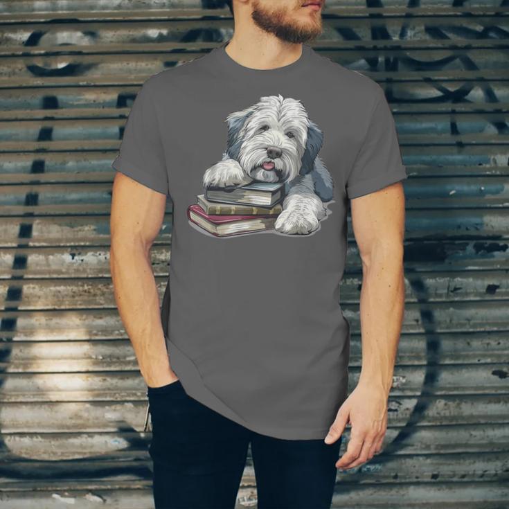 Old English Sheepdog Books Reading Dog Breed Graphic Unisex Jersey T-Shirt Old English Sheepdog Books Reading Dog Breed Graphic Unisex Jersey T-Shirt
