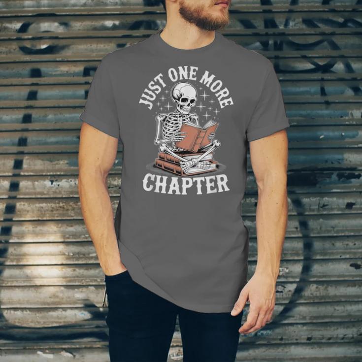 One More Chapter Skeleton Reading Books Lovers Readers Unisex Jersey T-Shirt