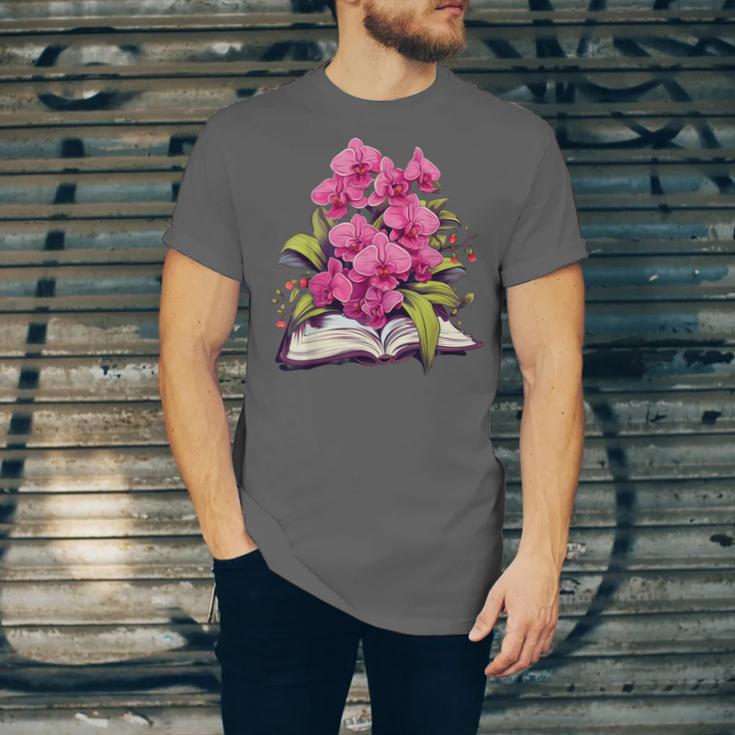 Orchids Flowers Book Floral Unisex Jersey T-Shirt