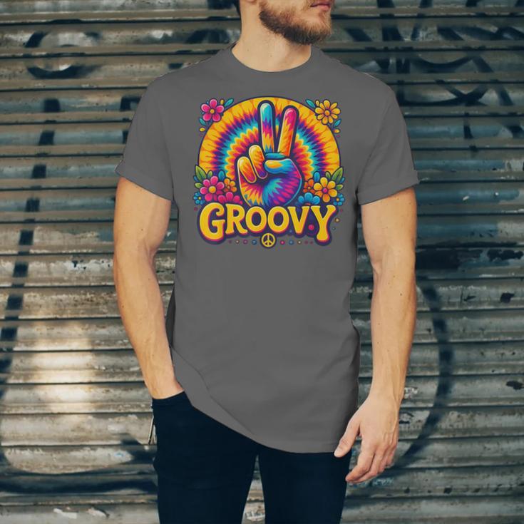Peace Sign Groovy Vibes Costume Nostalgia Tie Dye Fashion Unisex Jersey T-Shirt