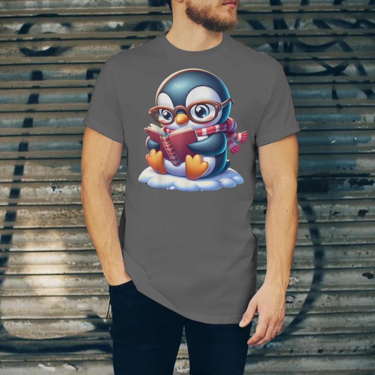 Penguin Reading a Book Animal Unisex Jersey T-Shirt