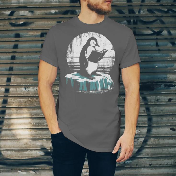 Penguin Reading A Book Vintage Graphic Bookworm Lover Unisex Jersey T-Shirt Penguin Reading A Book Vintage Graphic Bookworm Lover Unisex Jersey T-Shirt