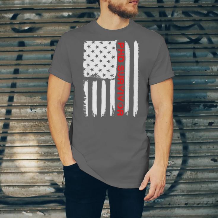 PhD Survivor Graduation American Flag Shirt Degree Tee Women Kids Men Unisex Jersey T-Shirt