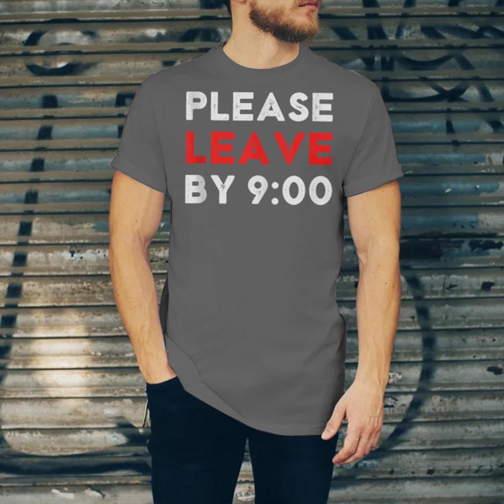 Please Leave By 9 Introvert Party Anti-Social Birthday Unisex Jersey T-Shirt