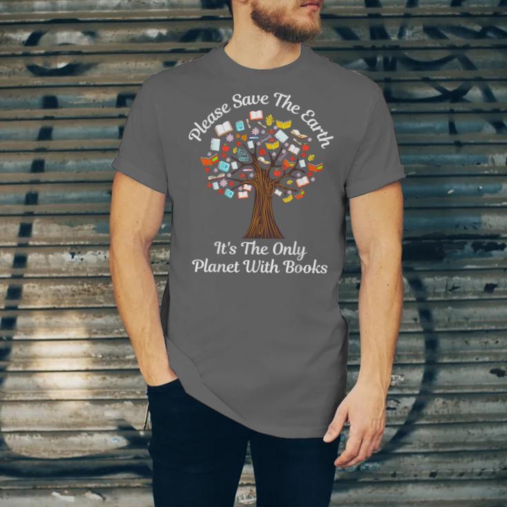 Please Save The Earth It's The Only Planet With Books Unisex Jersey T-Shirt