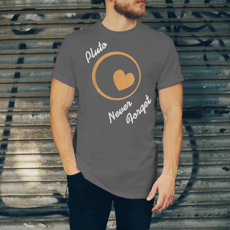 Pluto Never Forget Space Nostalgia Planetary Humor Unisex Jersey T-Shirt