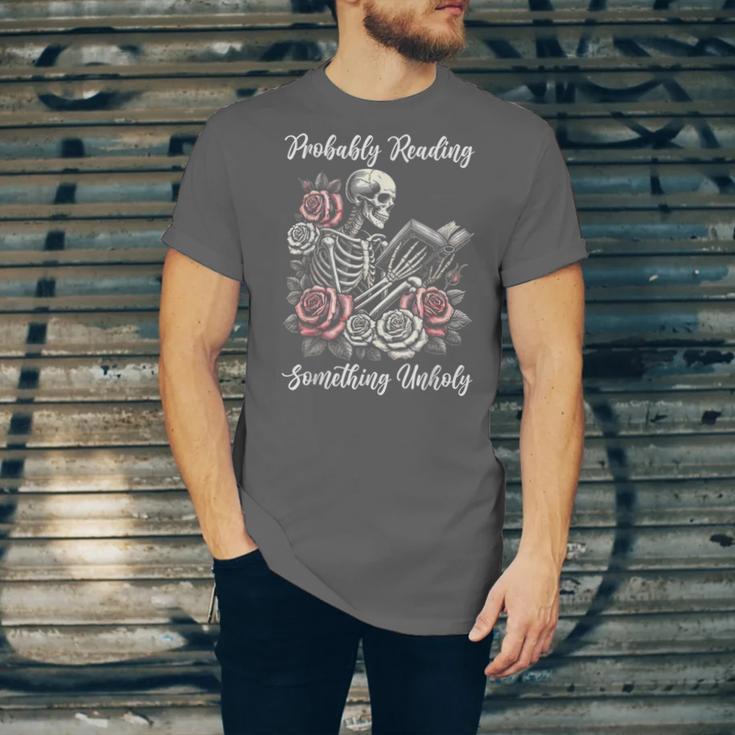 Probably Reading Something Unholy Book Lovers Unisex Jersey T-Shirt