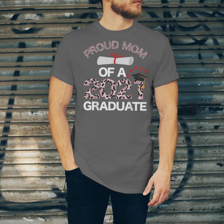 Proud Mom Of A 2021 Graduate Leopard Print Graduation Mama Unisex Jersey T-Shirt