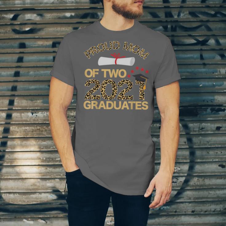 Proud Mom Of Two 2021 Graduates Twin Mama Graduation Leopard Unisex Jersey T-Shirt