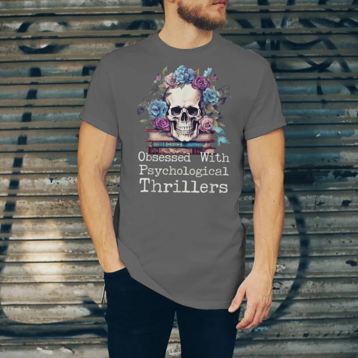 Psychological Thriller Reader Fan Skull Flowers Books Unisex Jersey T-Shirt Psychological Thriller Reader Fan Skull Flowers Books Unisex Jersey T-Shirt