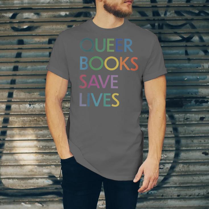 Queer Books Save Lives Read Banned Books LGBTQIA Books Unisex Jersey T-Shirt