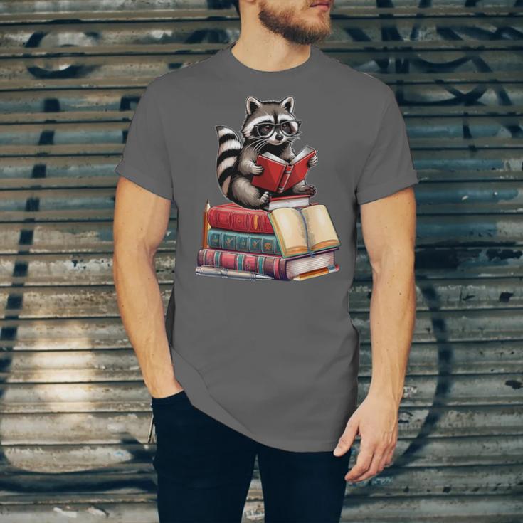 Raccoon Reading Books Matching Bookworm Readers Librarian Unisex Jersey T-Shirt