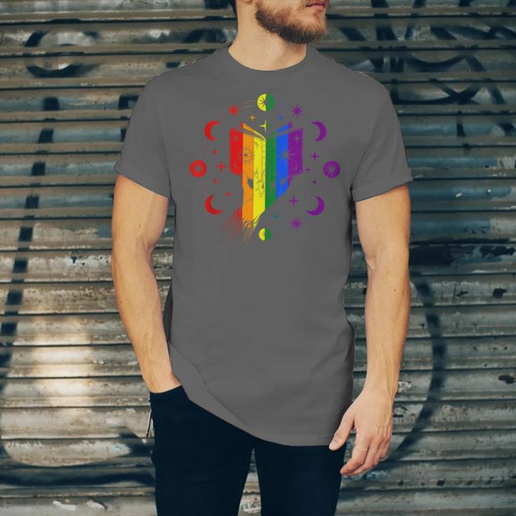 Rainbow Book With Stars And Moon Phases Gay Pride LGBT Unisex Jersey T-Shirt