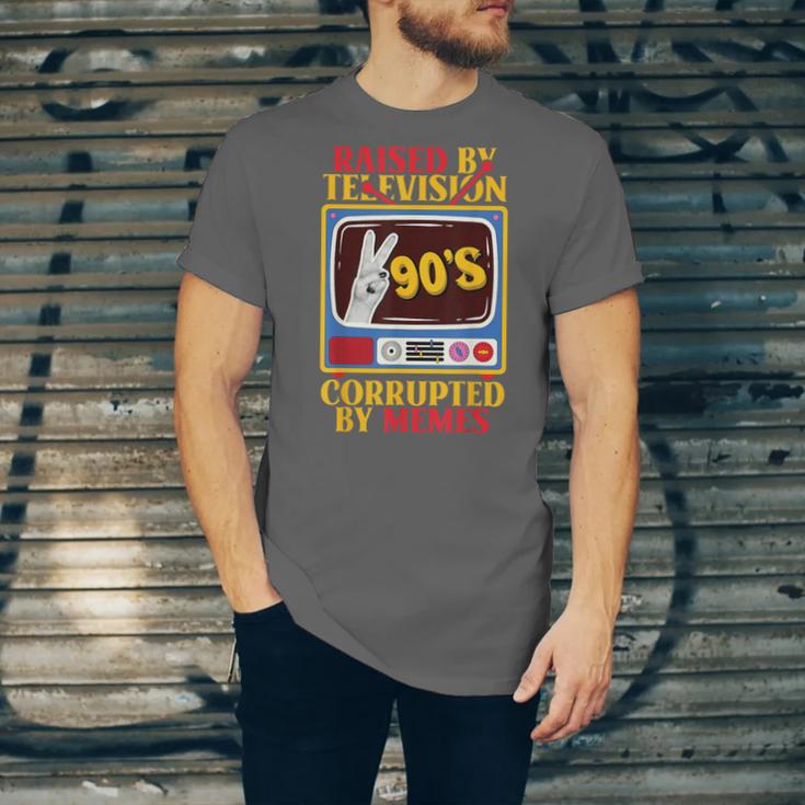 Raised By Television Corrupted By Memes Internet Nostalgia Unisex Jersey T-Shirt Raised By Television Corrupted By Memes Internet Nostalgia Unisex Jersey T-Shirt