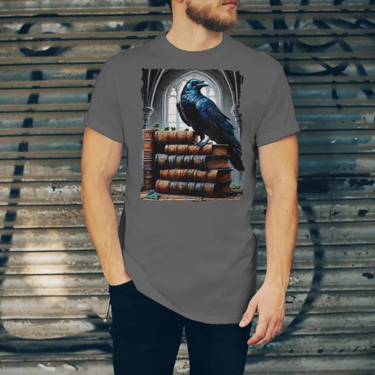 Raven On A Stack Of Books Wisdom Of Odin Unisex Jersey T-Shirt