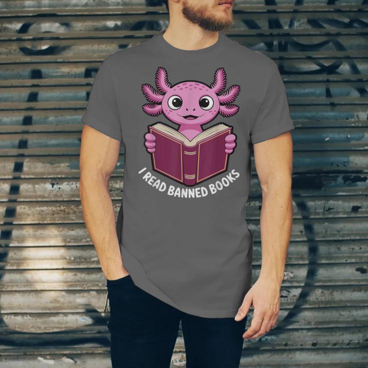 I Read Banned Books Axolotl Reading Unisex Jersey T-Shirt