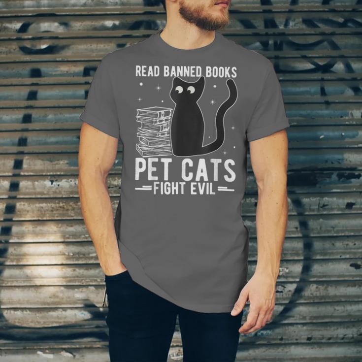 Read Banned Books Pet Cats Fight Evil Read Banned Books Unisex Jersey T-Shirt