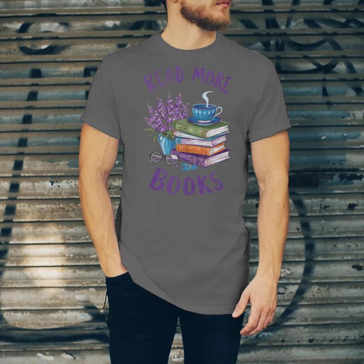 Read More Books Floral Book Reader Art Reading Lover Quote Unisex Jersey T-Shirt