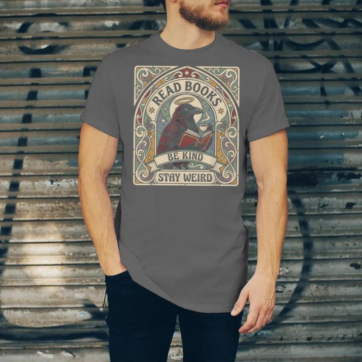 Read Books Be Kind Stay Weird Raven Tarot Reading Coffee Unisex Jersey T-Shirt