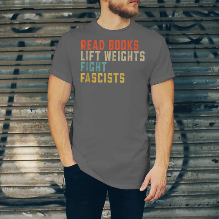 Read Books Lift Weights Fight Fascists Reading Unisex Jersey T-Shirt