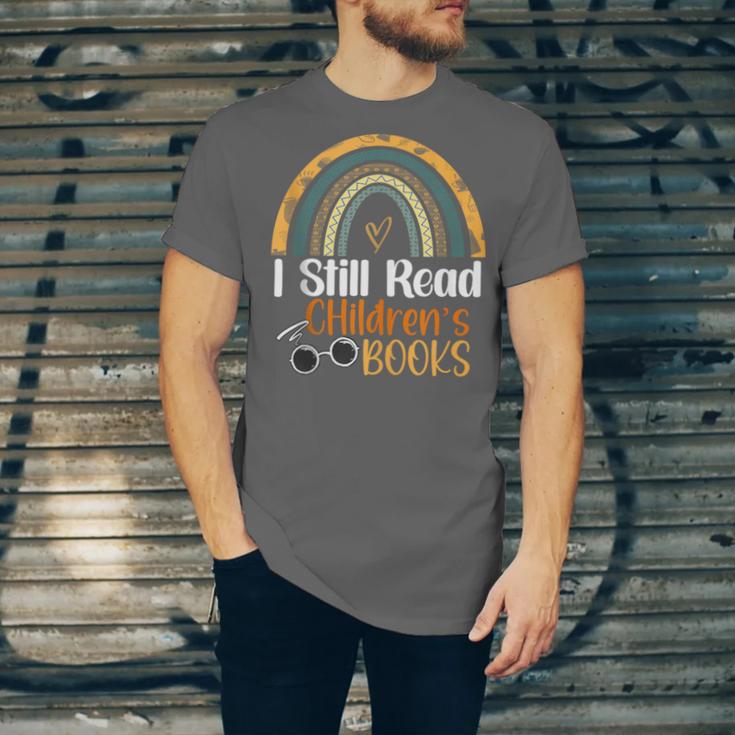 I Still Read Children's Books Rainbow Unisex Jersey T-Shirt I Still Read Children's Books Rainbow Unisex Jersey T-Shirt