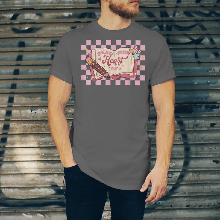 Read Your Heart Out Valentine Reading Book Teacher Student Unisex Jersey T-Shirt
