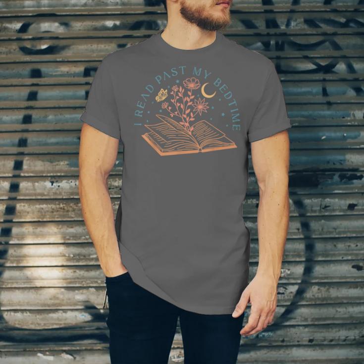 I Read Past My Bedtime Book Flower Butterfly Moon Bookish Unisex Jersey T-Shirt