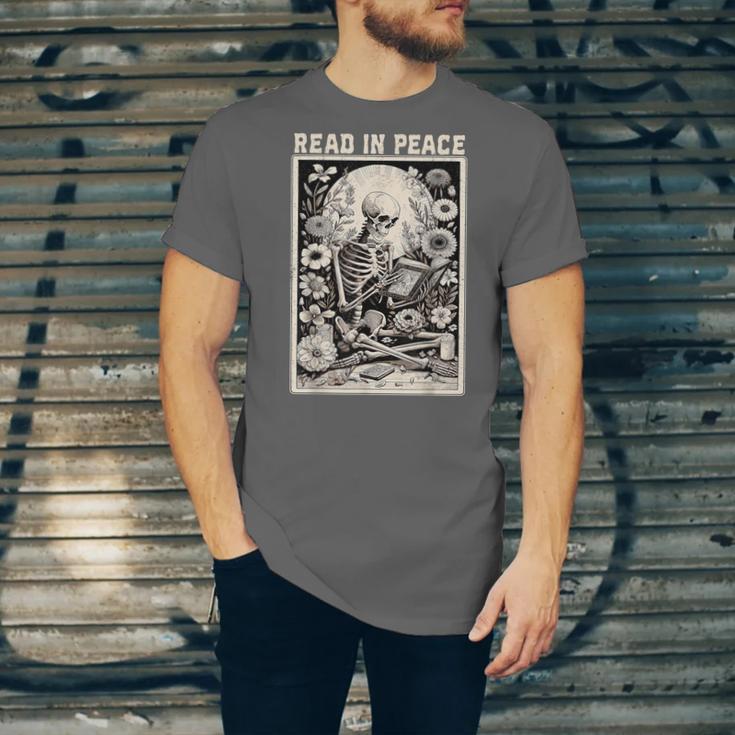 Read In Peace Skeleton Book Lover Bookworm Book Unisex Jersey T-Shirt Read In Peace Skeleton Book Lover Bookworm Book Unisex Jersey T-Shirt