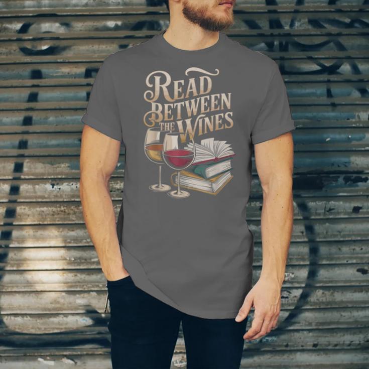 Read Between The Wines Vintage Book Lovers Wine Reading Unisex Jersey T-Shirt