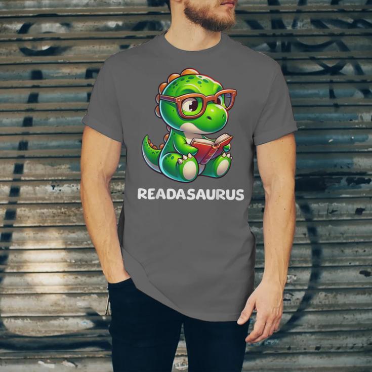 Readasaurus Reading Dinosaur Book Reader Bookworm Unisex Jersey T-Shirt