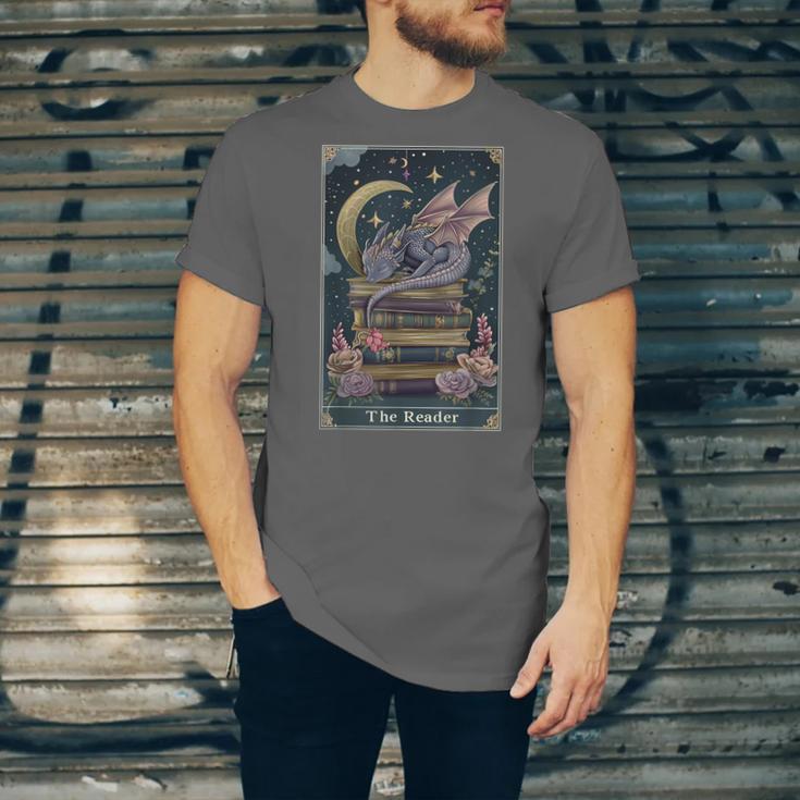 The Reader Tarot Card Book Dragon Romantasy Fantasy Bookish Unisex Jersey T-Shirt