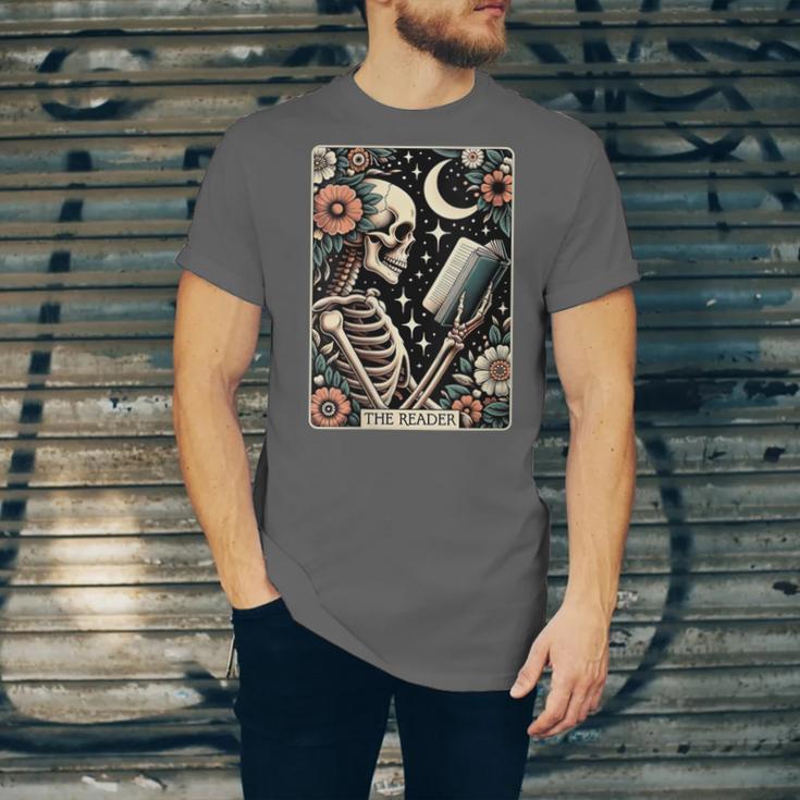 The Reader Tarot Card Skeleton Reading Book Bookworm Bookish Unisex Jersey T-Shirt The Reader Tarot Card Skeleton Reading Book Bookworm Bookish Unisex Jersey T-Shirt