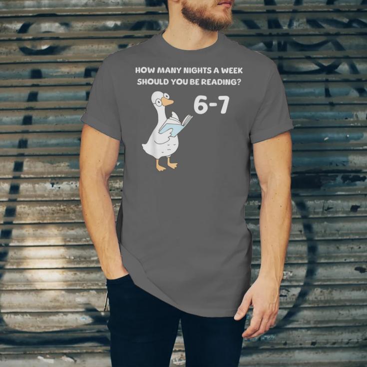 Reading 6-7 Silly Goose Read Books Bookish Bookworm Unisex Jersey T-Shirt