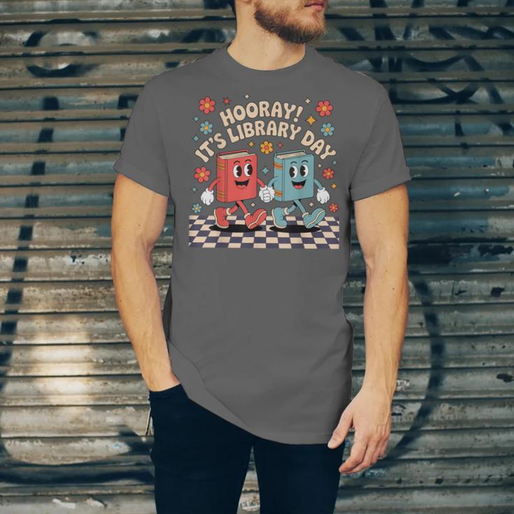Reading Book Lover School Librarian Hooray It's Library Day Unisex Jersey T-Shirt