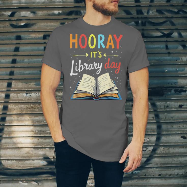 Reading Books Bibliophile Hooray It's Library Day Unisex Jersey T-Shirt