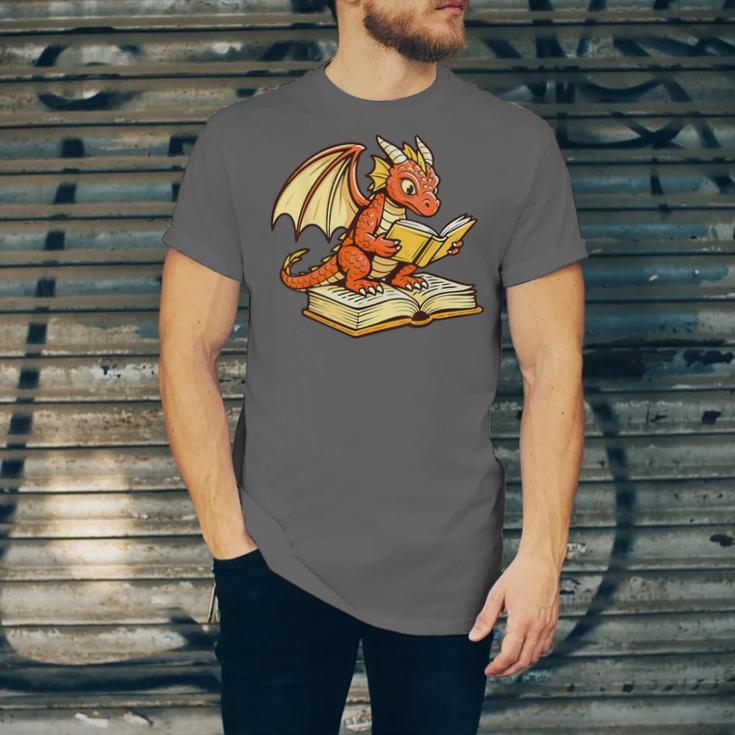 Reading Dragon Book Lover Bookworm Reader Unisex Jersey T-Shirt