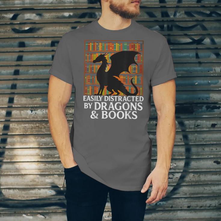 Reading Dragon Easily Distracted By Dragons And Books Unisex Jersey T-Shirt