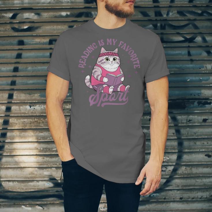 Reading Is My Favorite Sport Bookworm Cat Lover Book-Club Unisex Jersey T-Shirt
