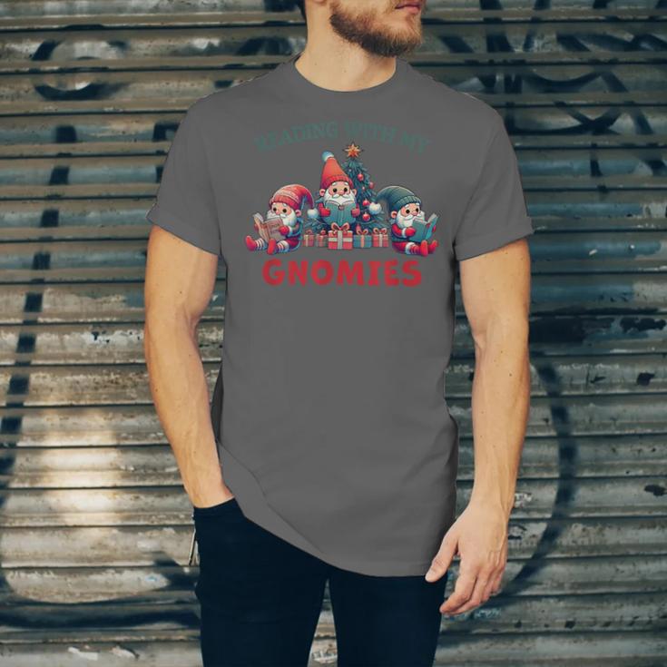 Reading With My Gnomies Reading Book Christmas Unisex Jersey T-Shirt
