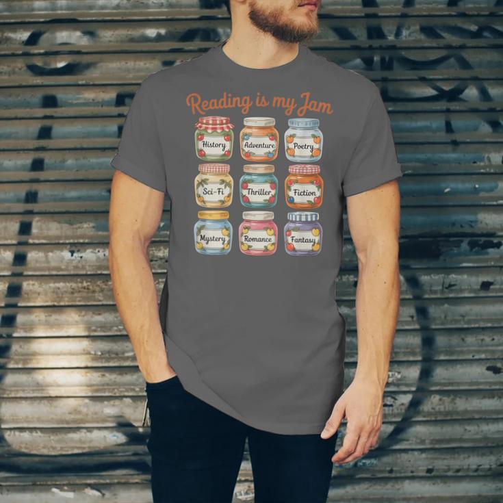 Reading Is My Jam Cute Jelly Jars Book Genres Unisex Jersey T-Shirt