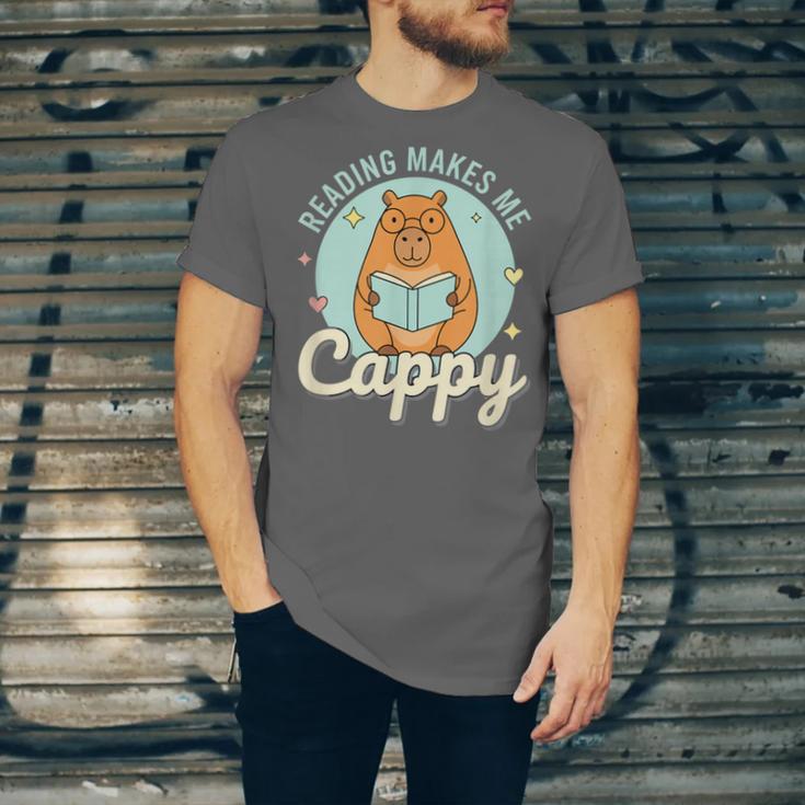 Reading Makes Me Cappy Bookworm Capybara Book Reading Unisex Jersey T-Shirt