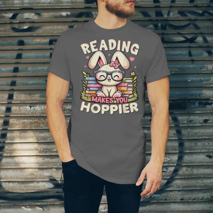 Reading Makes You Hoppier Bunny Book Fans Toddler Kid Unisex Jersey T-Shirt