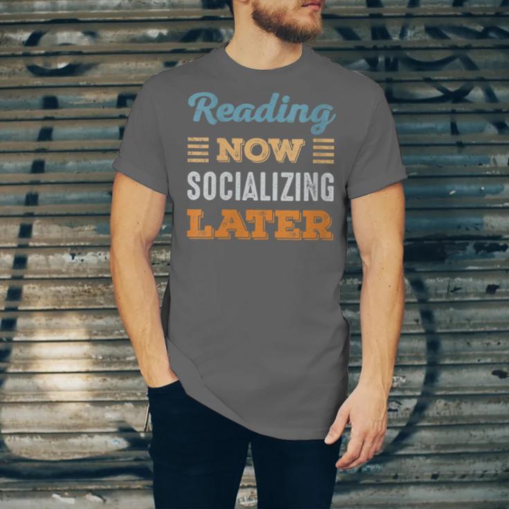 Reading Now Minimal Socializing Introvert Vintage Unisex Jersey T-Shirt
