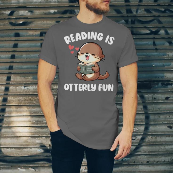 Reading Is Otterly Fun Otter Bookworm Book Lover Librarian Unisex Jersey T-Shirt