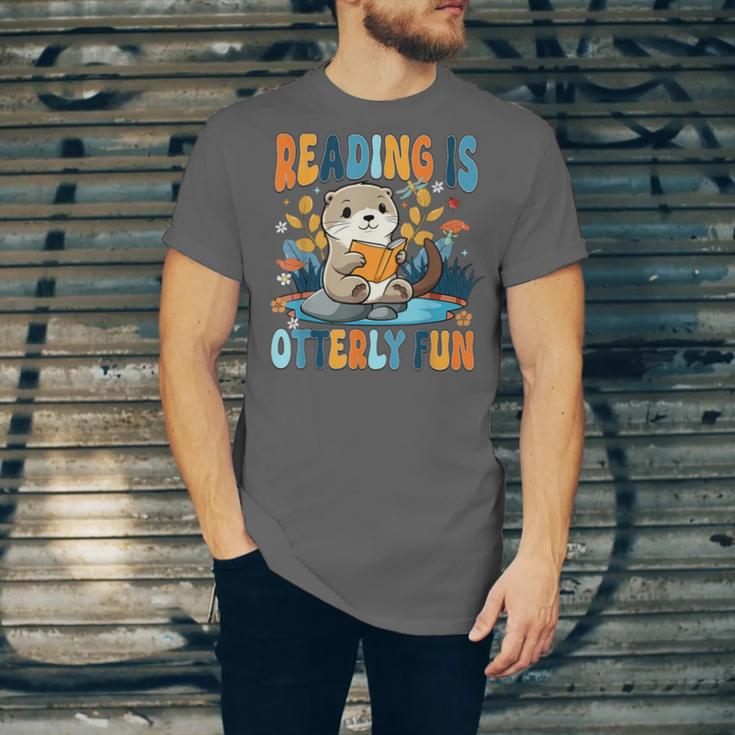 Reading Is Otterly Fun Sea Otter Book Lover Bookworm Unisex Jersey T-Shirt Reading Is Otterly Fun Sea Otter Book Lover Bookworm Unisex Jersey T-Shirt