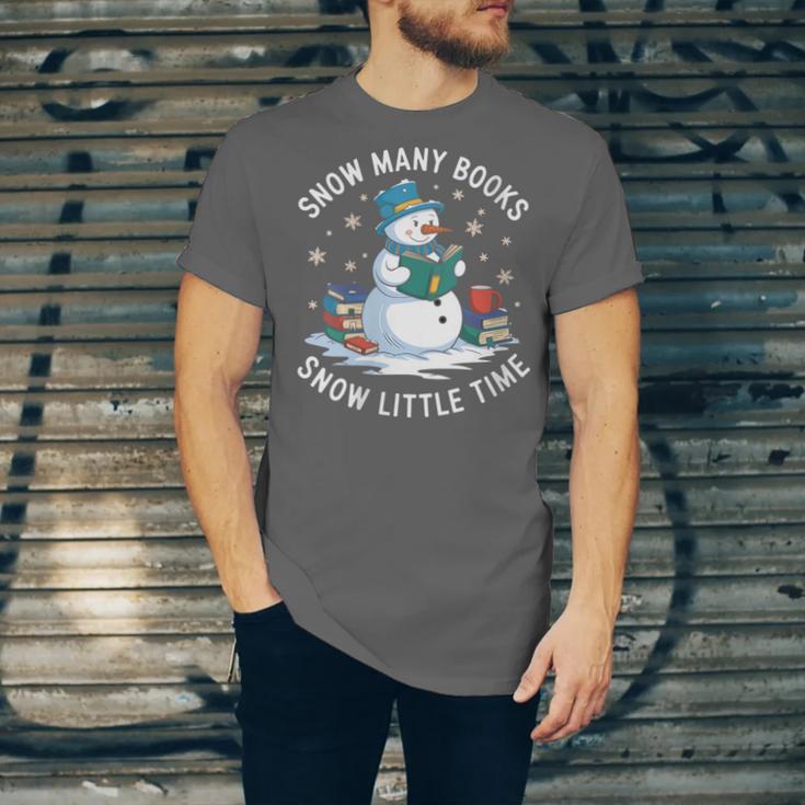 Reading Snowman So Many Books Christmas Books Readers Unisex Jersey T-Shirt