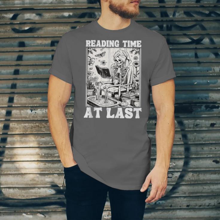 Reading Time At Last Book Lover Introvert Skeleton Reading Unisex Jersey T-Shirt Reading Time At Last Book Lover Introvert Skeleton Reading Unisex Jersey T-Shirt