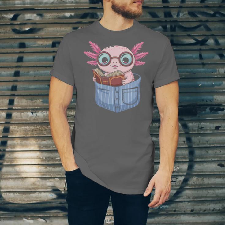 Readsalotl Axolotl Reading Book Lover Reading Pocket Axolotl Unisex Jersey T-Shirt