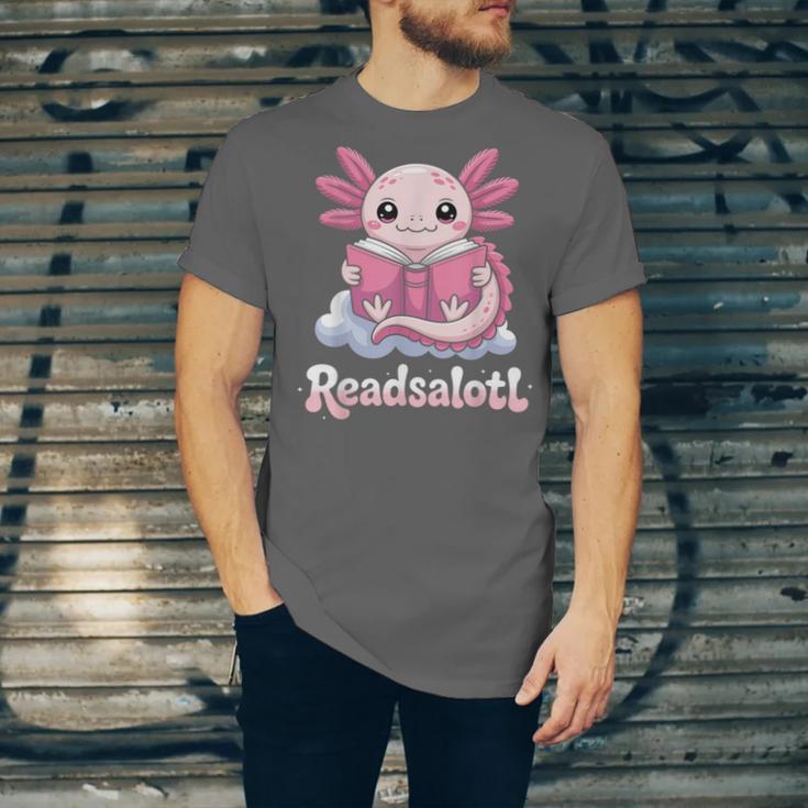 Readsalotl Axolotl Reading Cute Book Lover Bookworm Unisex Jersey T-Shirt